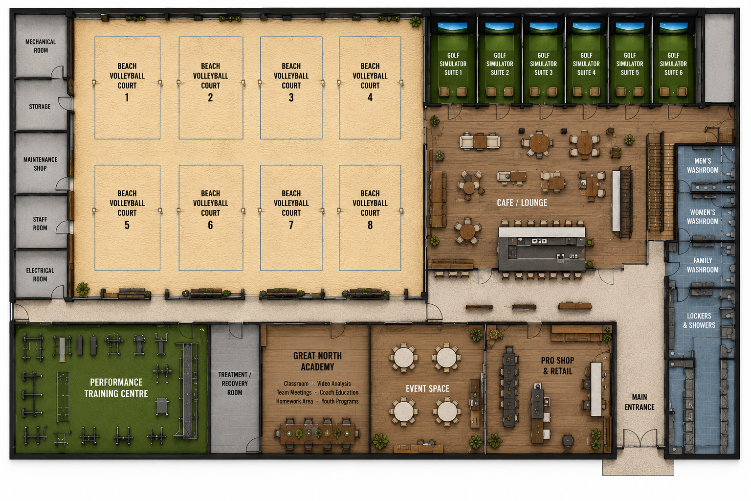 Great North Sports Club facility concept floorplan